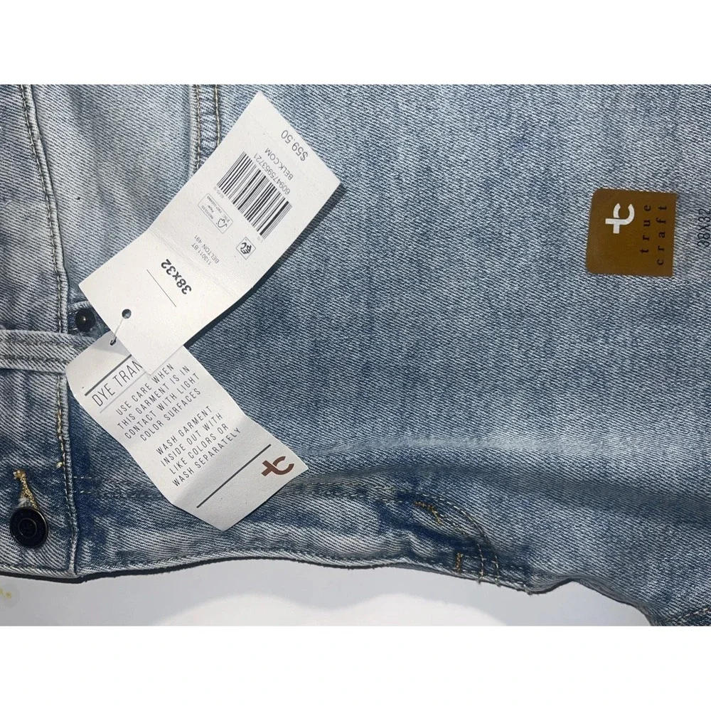 NWT Trendy Date Night Western Bootcut Jeans Blue Light Wash 38x32 True Craft